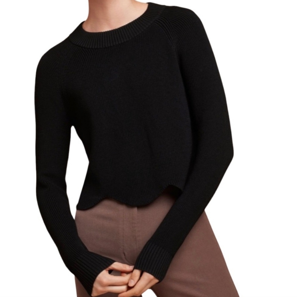 Aritzia WILFRED Sardou Scallop Hem‎ Crop Sweater